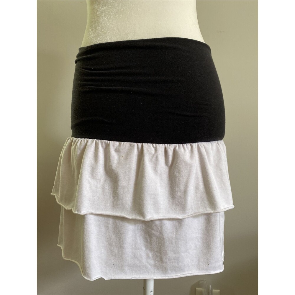 Black White Ruffled Women Skirt S Stretch Teen Lady Summer Ruffle